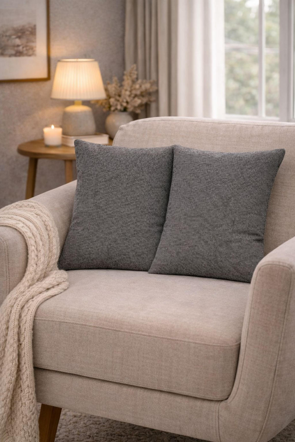 ZIERKISSEN  50/50 cm   - Anthrazit, Basics, Textil (50/50cm)
