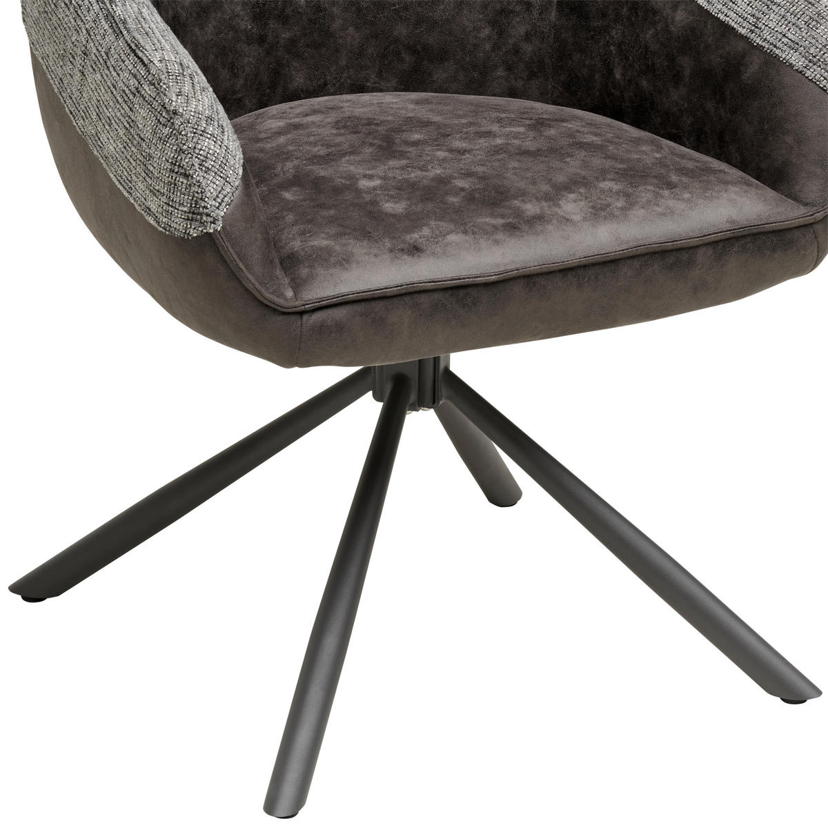 ARMLEHNSTUHL  in Eisen Lederlook, Webstoff  - Schwarz/Grau, MODERN, Holz/Textil (62/60/85cm) - MID.YOU