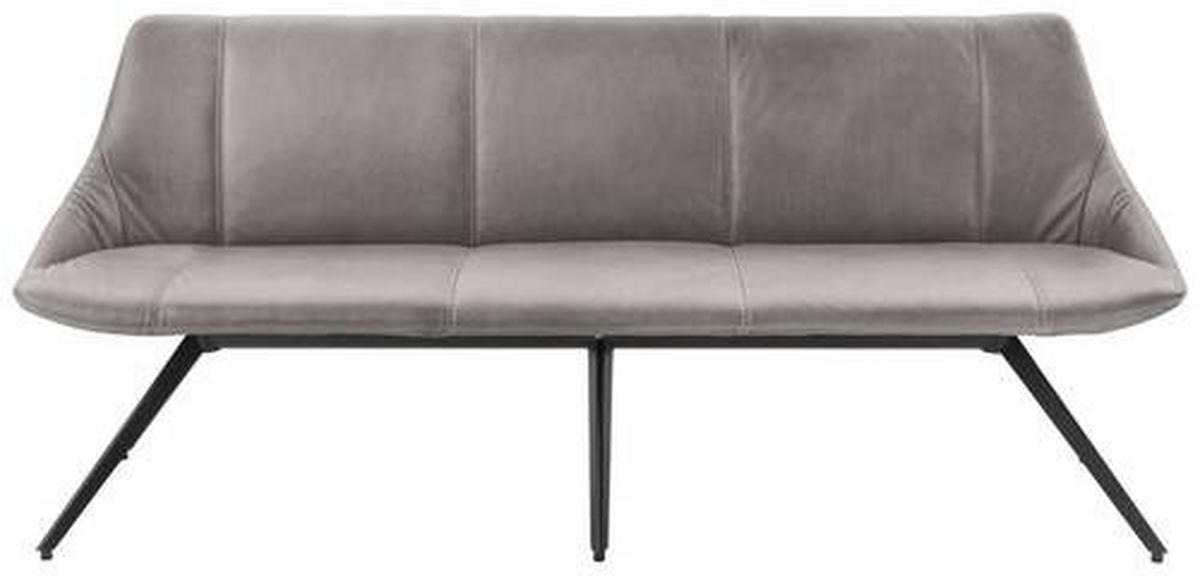 SITZBANK 195/88/62 cm Echtleder Hellgrau, Anthrazit Metall  - Anthrazit/Hellgrau, Design, Leder/Metall (195/88/62cm) - Bert Plantagie