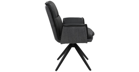ARMLEHNSTUHL  Sitzfläche 360° drehbar, automatische Rückholfunktion Struktur Echtleder  Anthrazit  - Anthrazit/Schwarz, Design, Leder/Textil (63/89/65cm) - Novel