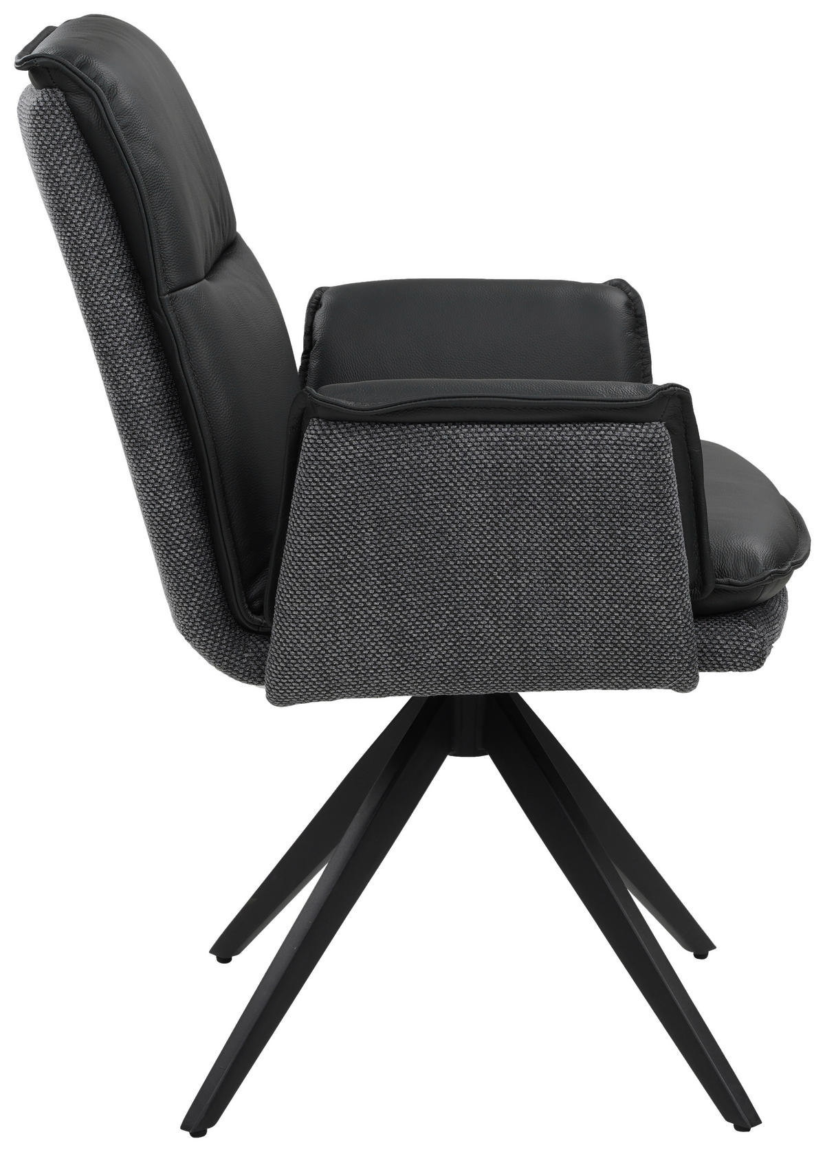 ARMLEHNSTUHL  in Struktur Echtleder pigmentiert  - Anthrazit/Schwarz, Design, Leder/Textil (63/89/65cm) - Novel