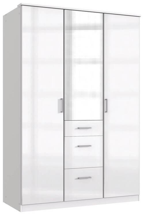 GARDEROB 135/199/58 cm 3-dörrar - vit/kromfärg, Basics, trämaterial (135/199/58cm) - MID.YOU