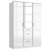 KLEIDERSCHRANK in Weiss Hochglanz, Weiss, Silberfarben  - Weiss Hochglanz/Chromfarben, Basics, Holzwerkstoff (135/199/58cm) - MID.YOU