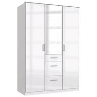 KLEIDERSCHRANK  in Weiß Hochglanz, Weiß, Silberfarben  - Chromfarben/Weiß Hochglanz, Basics, Holzwerkstoff (135/199/58cm) - MID.YOU
