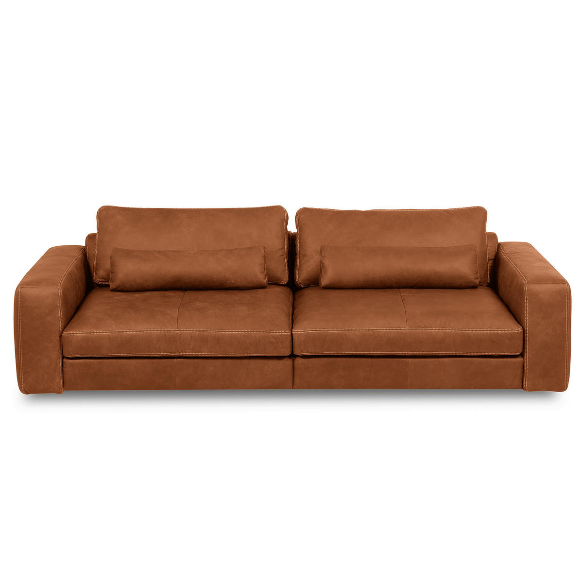 3-SITZER-SOFA  in Echtleder Karamell   - Beige/Karamell, Design, Leder/Kunststoff (300/85/123cm) - Livetastic