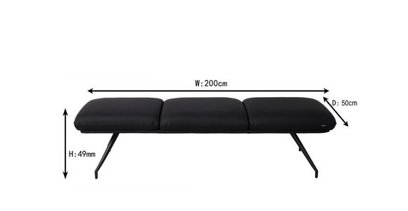 SITZBANK 200/49,5/50 cm Echtleder Schwarz  - Schwarz, Design, Leder/Metall (200/49,5/50cm) - Dieter Knoll