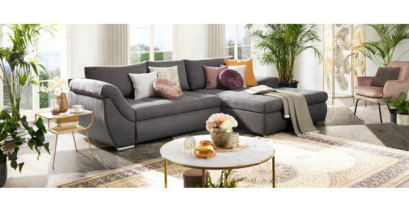 ECKSOFA Grau Flachgewebe  - Silberfarben/Grau, Design, Textil/Metall (306/174cm) - Carryhome