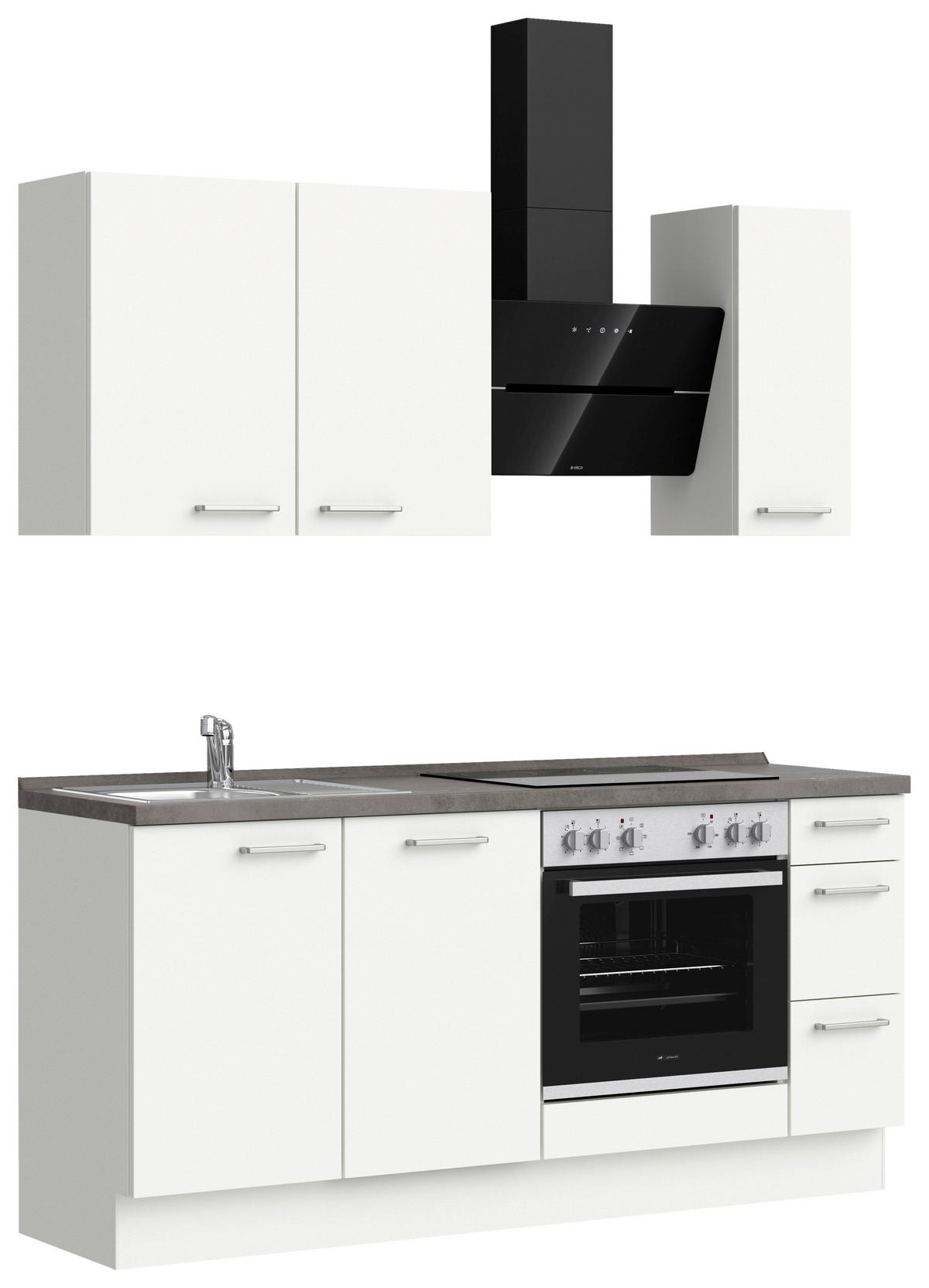 KÜCHENLEERBLOCK 180 cm   in Grau, Weiß  - Edelstahlfarben/Weiß, MODERN, Holzwerkstoff/Metall (180cm) - Nobilia