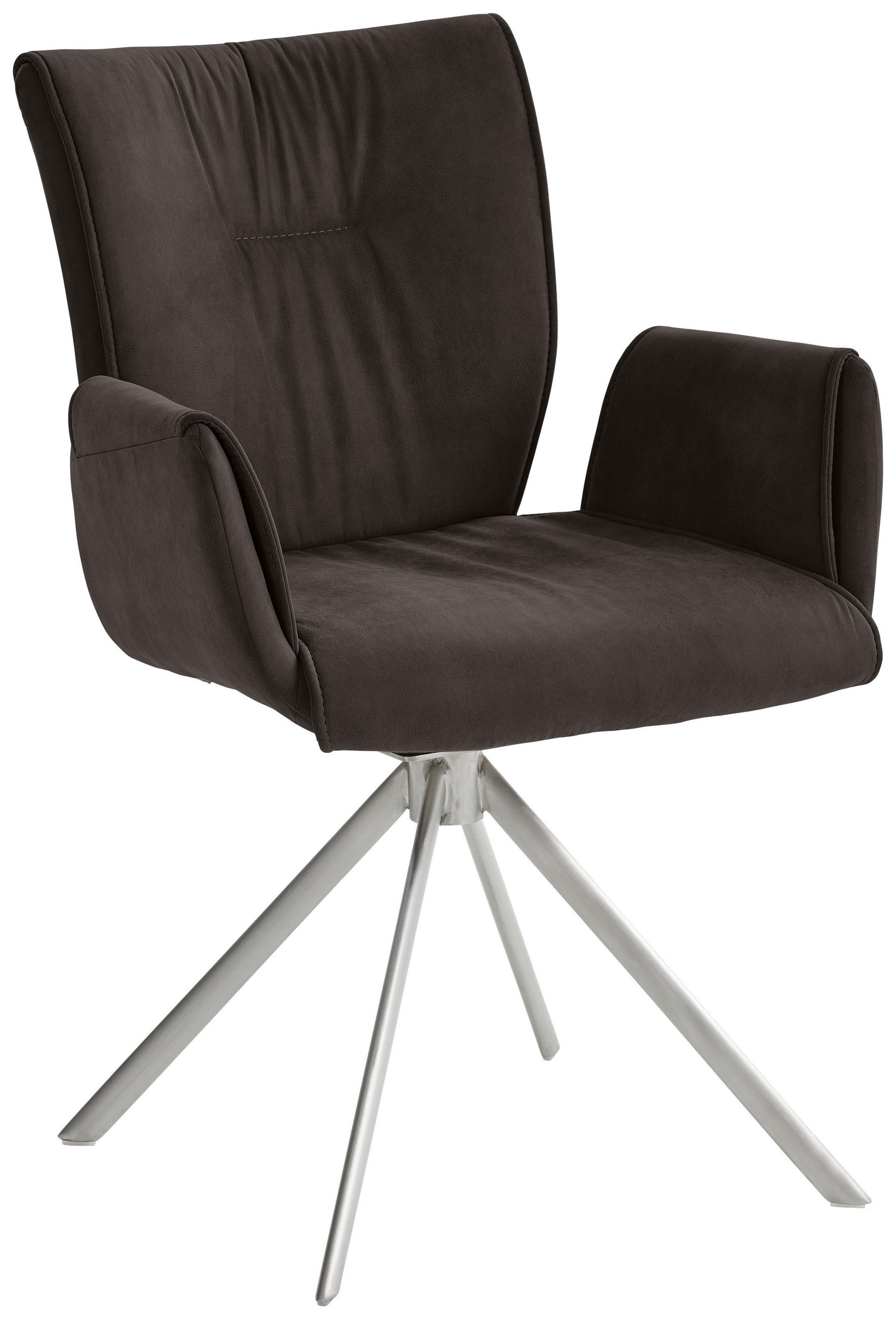 ARMLEHNSTUHL  in Edelstahl Lederlook, Velours, Mikrofaser  - Anthrazit, Design, Textil/Metall (50/89/61cm) - Dieter Knoll