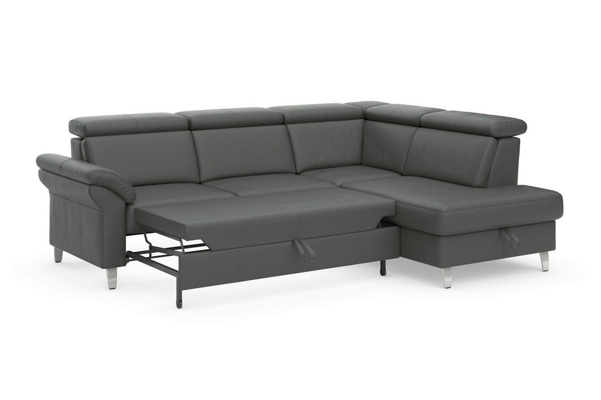 ROHOVÁ SEDAČKA, kůže, antracitová - barvy chromu/antracitová, Basics, kov/kůže (245/194cm) - Sit & More