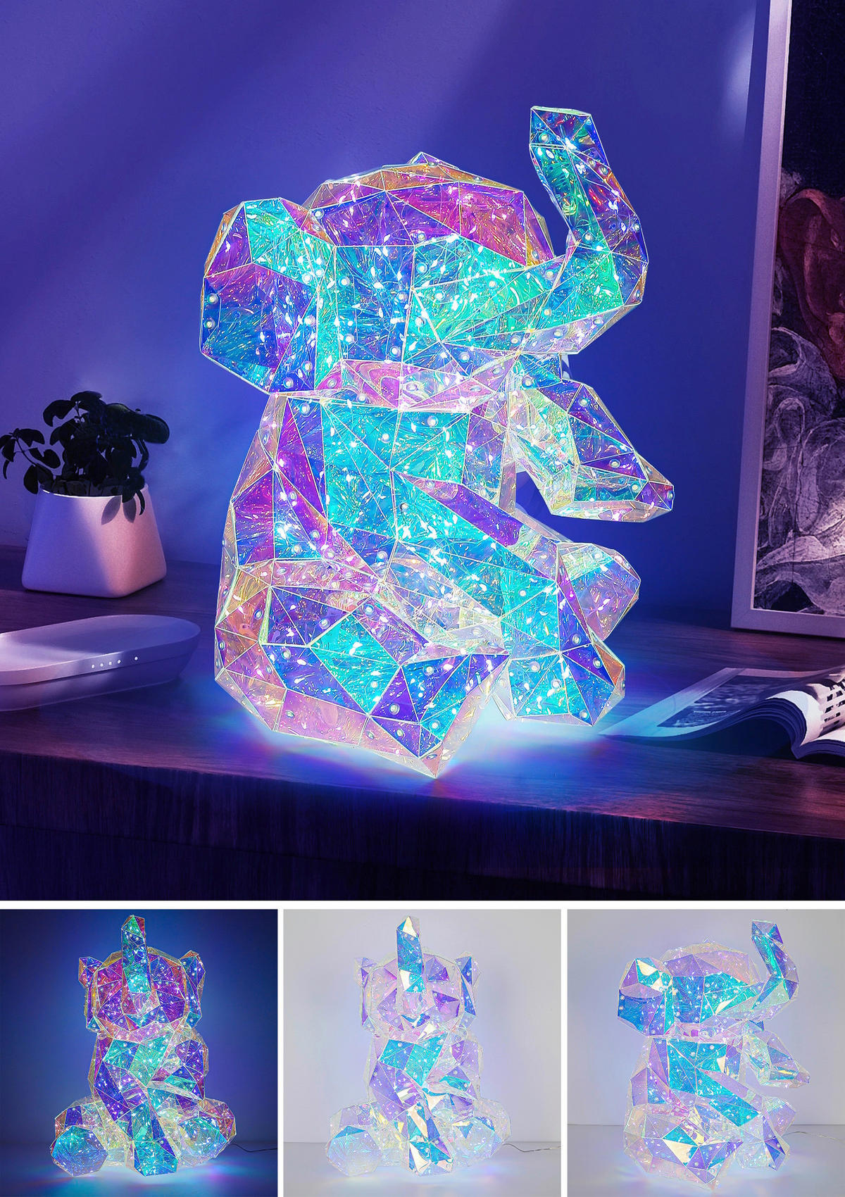 TISCHLEUCHTE 33/31/40 cm   - Transparent/Perlmutt, Trend, Kunststoff (33/31/40cm) - Novel