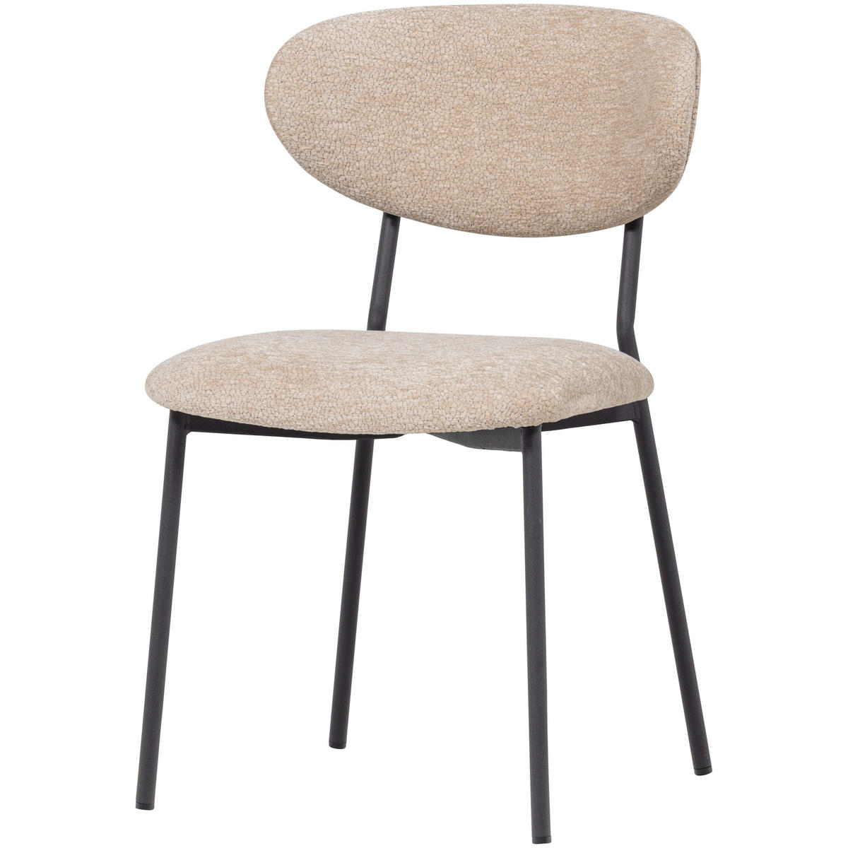 STUHL-SET 2 Stück  in Eisen Chenille  - Schwarz/Naturfarben, MODERN, Textil/Metall (47/79/53cm) - Livetastic