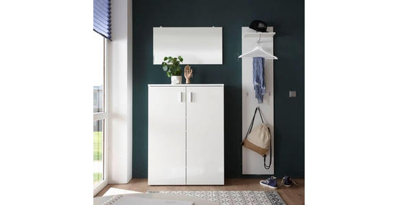 SCHUHSCHRANK in 80/120/35 cm - Silberfarben/Weiß, Design, Holzwerkstoff/Kunststoff (80/120/35cm) - Carryhome