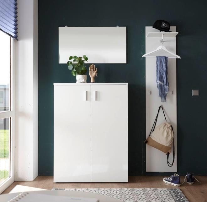 SCHUHSCHRANK Weiß  - Silberfarben/Weiß, Design, Holzwerkstoff/Kunststoff (80/120/35cm) - Carryhome