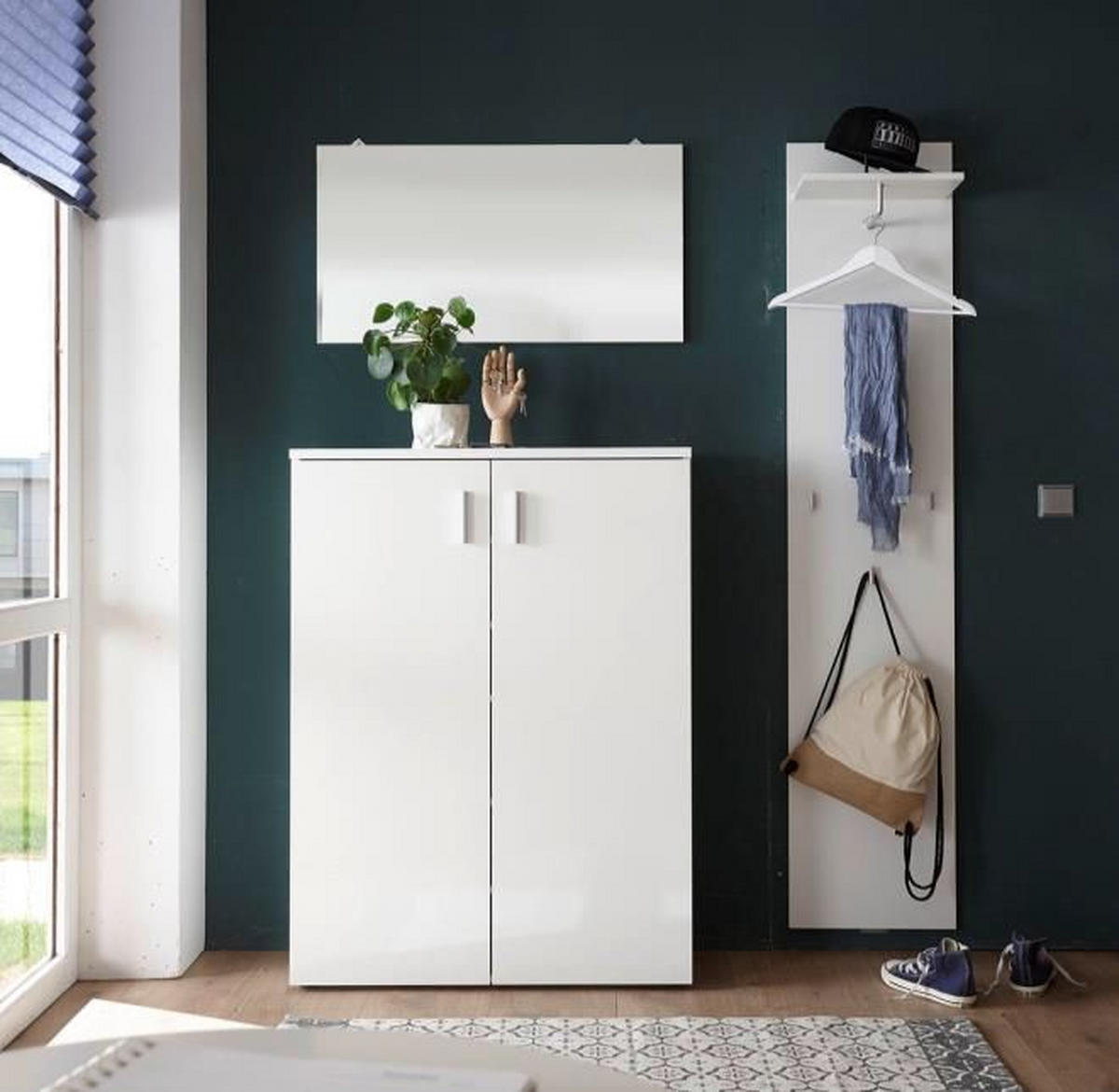 SCHUHSCHRANK Weiß  - Silberfarben/Weiß, Design, Holzwerkstoff/Kunststoff (80/120/35cm) - Carryhome