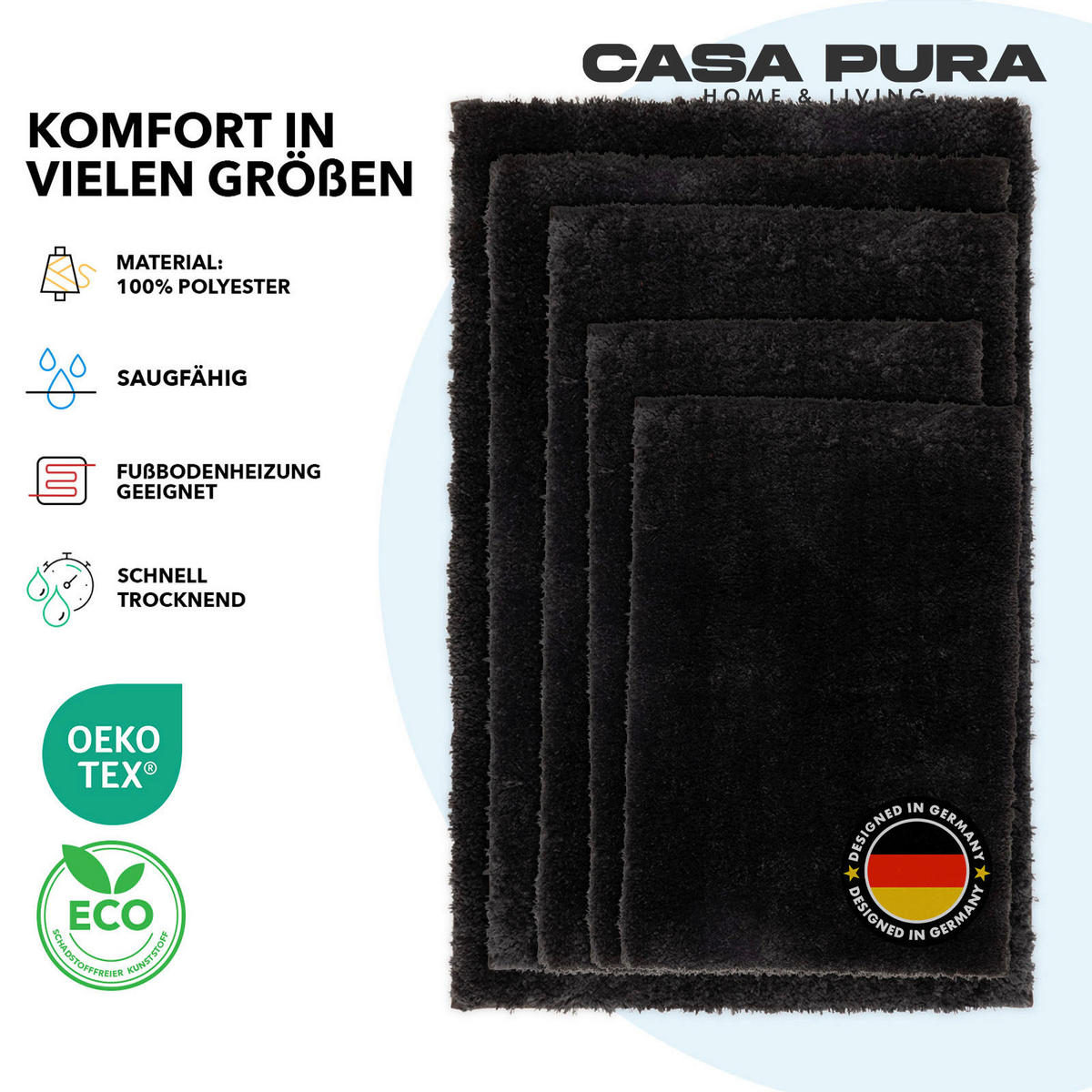 BADEMATTE SKY Schwarz 80/150 cm  - Schwarz, Basics, Kunststoff/Textil (80/150cm) - Floordirekt