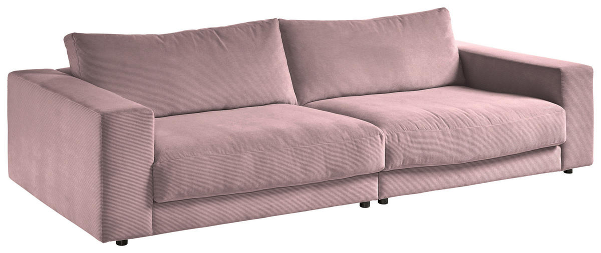 3-SITZER-SOFA in Feincord Altrosa  - Schwarz/Altrosa, Design, Kunststoff/Textil (290/86/127cm) - Lomoco