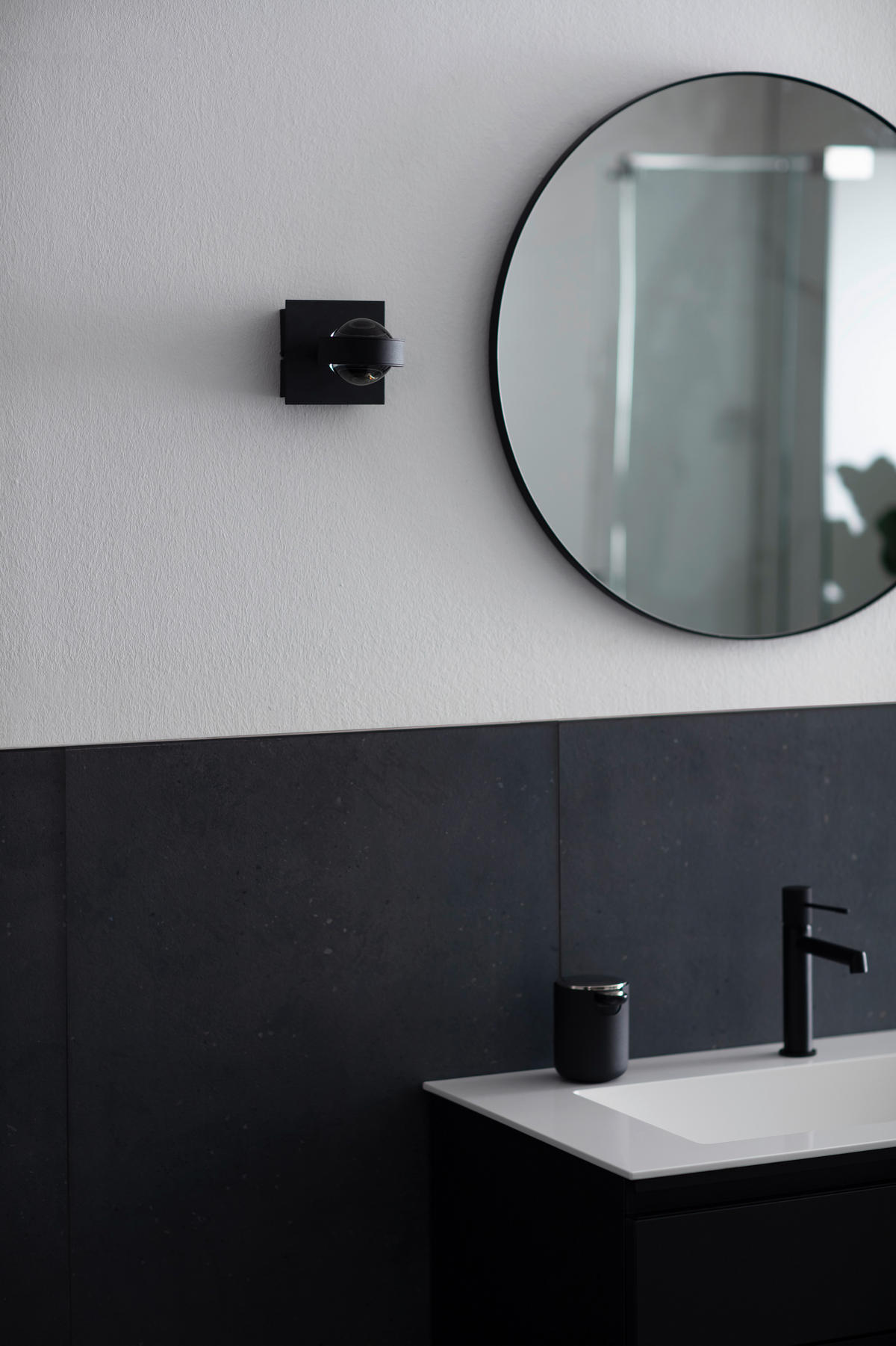 BADEZIMMER-WANDLEUCHTE Lense   - Sandfarben/Schwarz, Design, Metall (12/12cm) - Schöner Wohnen