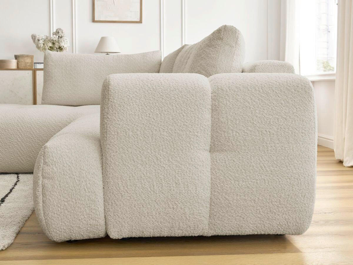 ECKSCHLAFSOFA FUJI Bouclé Beige  inkl.  - Beige/Schwarz, MODERN, Kunststoff/Textil (282/204cm)