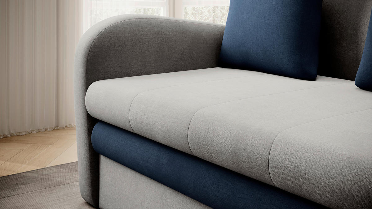 SCHLAFSOFA Samt Grau, Dunkelblau  - Schwarz/Dunkelblau, Design, Kunststoff/Textil (130/85/103cm) - MID.YOU