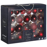CHRISTBAUMKUGEL-SET 42-teilig  - Dunkelrot, Konventionell, Glas (7,00/7,00/7,00cm)
