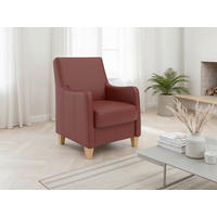 SESSEL in Echtleder Rotbraun  - Rotbraun/Eichefarben, Basics, Leder/Holz (70/93/75cm) - Sit & More