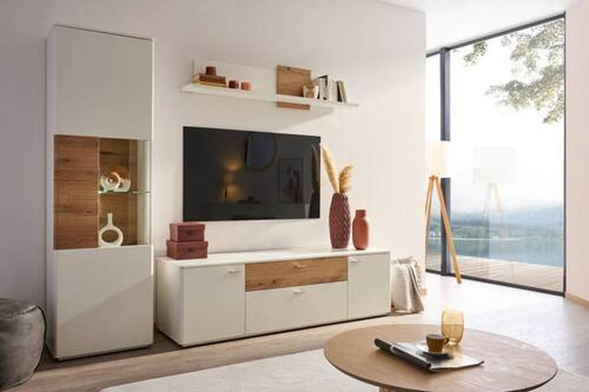 WANDBOARD Weiß, Eichefarben  - Eichefarben/Weiß, Design, Holzwerkstoff (143/20/25cm) - Stylife