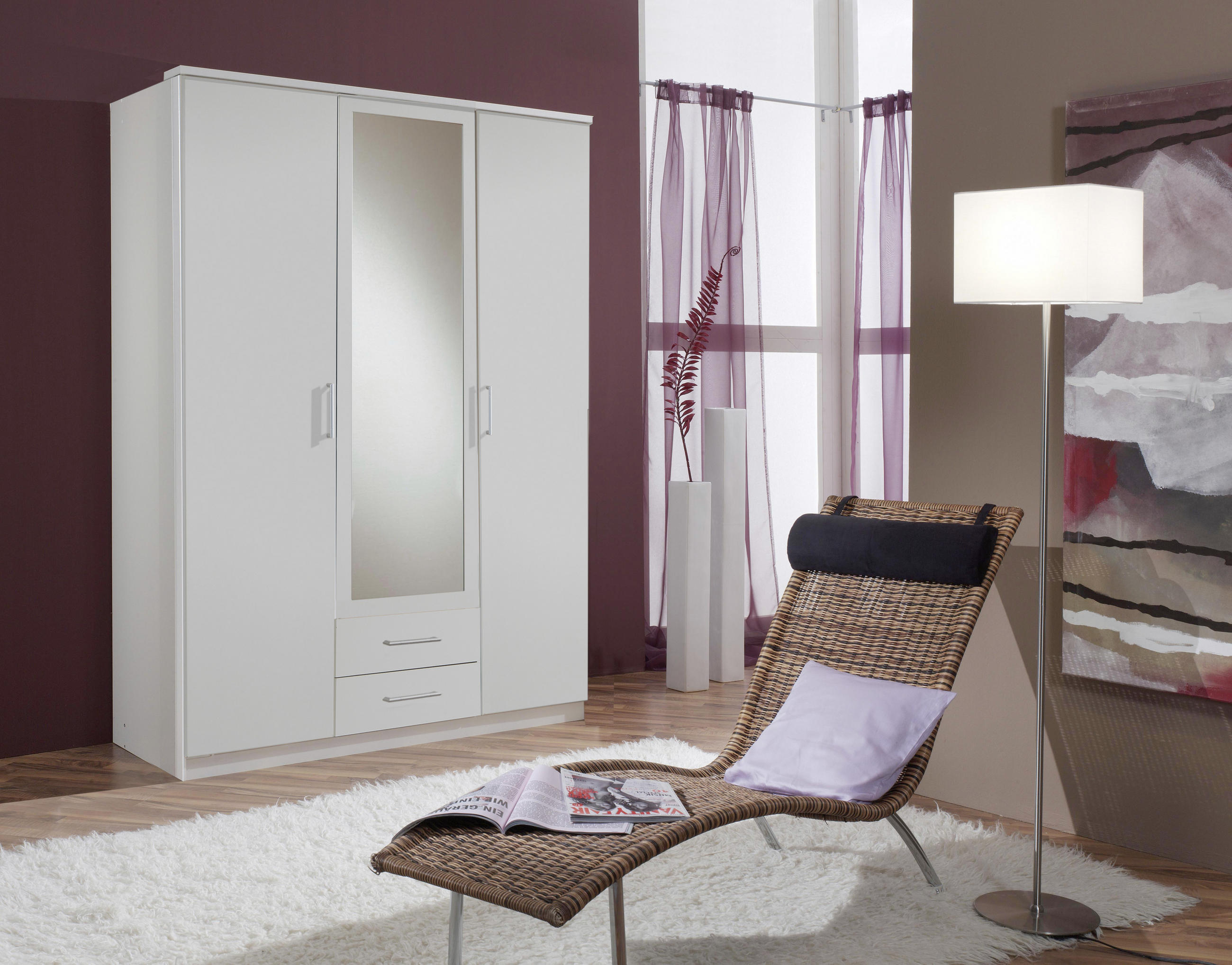 DREHTÜRENSCHRANK in Weiss - Weiss/Alufarben, Konventionell, Glas/Holzwerkstoff (135/199,5/58cm) - MID.YOU