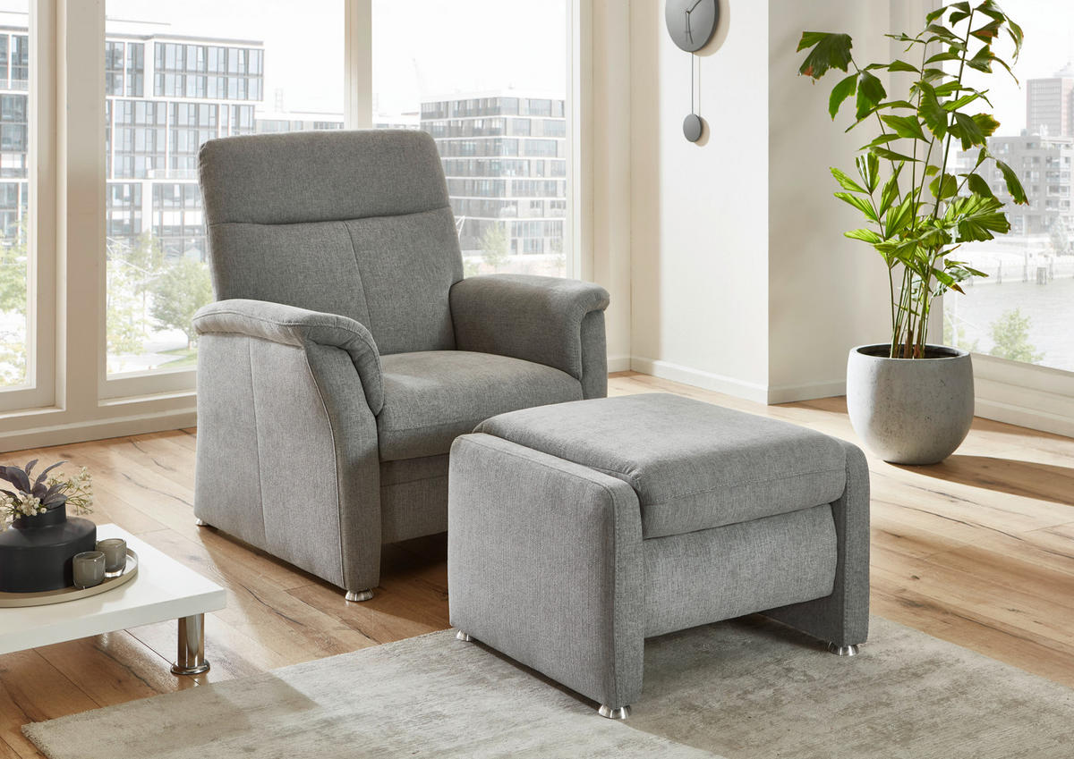 SESSEL in Flachgewebe Grau  - Alufarben/Grau, KONVENTIONELL, Textil/Metall (90/100/89cm) - Beldomo Comfort