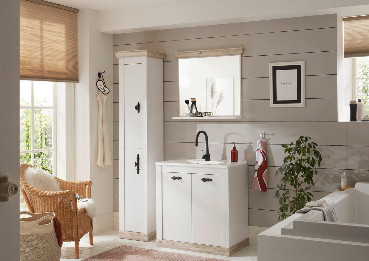 BADEZIMMER 3-teilig  in  - Schwarz/Weiß, Design, Naturmaterialien/Holzwerkstoff (143/200/46cm) - MID.YOU