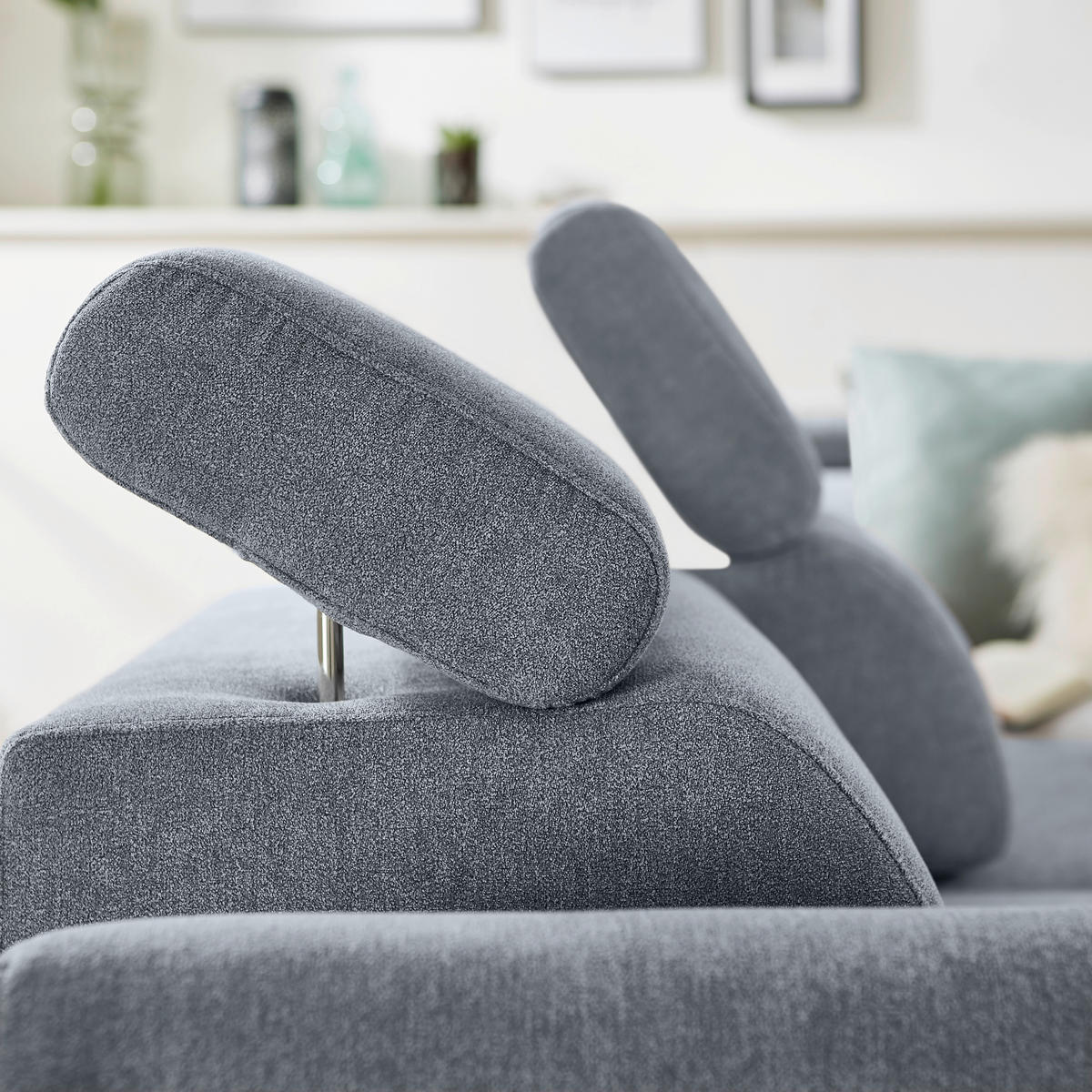 ECKSOFA in Webstoff Graphitfarben  - Schwarz/Graphitfarben, Design, Textil/Metall (277/237cm) - Stylife