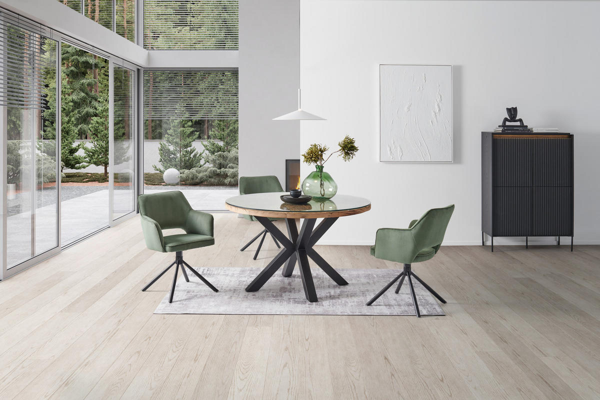 STOL ZA BLAGOVAONICU  prirodne boje, crna  drvo, metal, staklo      - prirodne boje/crna, Lifestyle, staklo/drvo (130/76/130cm) - Livetastic