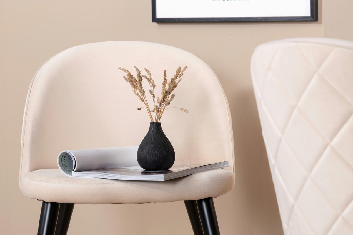 STOLSET stål sammet  - beige/svart, Design, metall/textil (50/76,5/57cm) - Livetastic