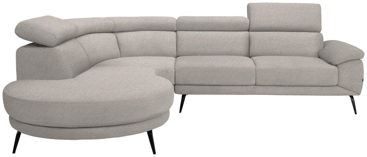 ECKSOFA Sandfarben Velours  - Sandfarben/Schwarz, Design, Textil/Metall (264/299cm) - Novel