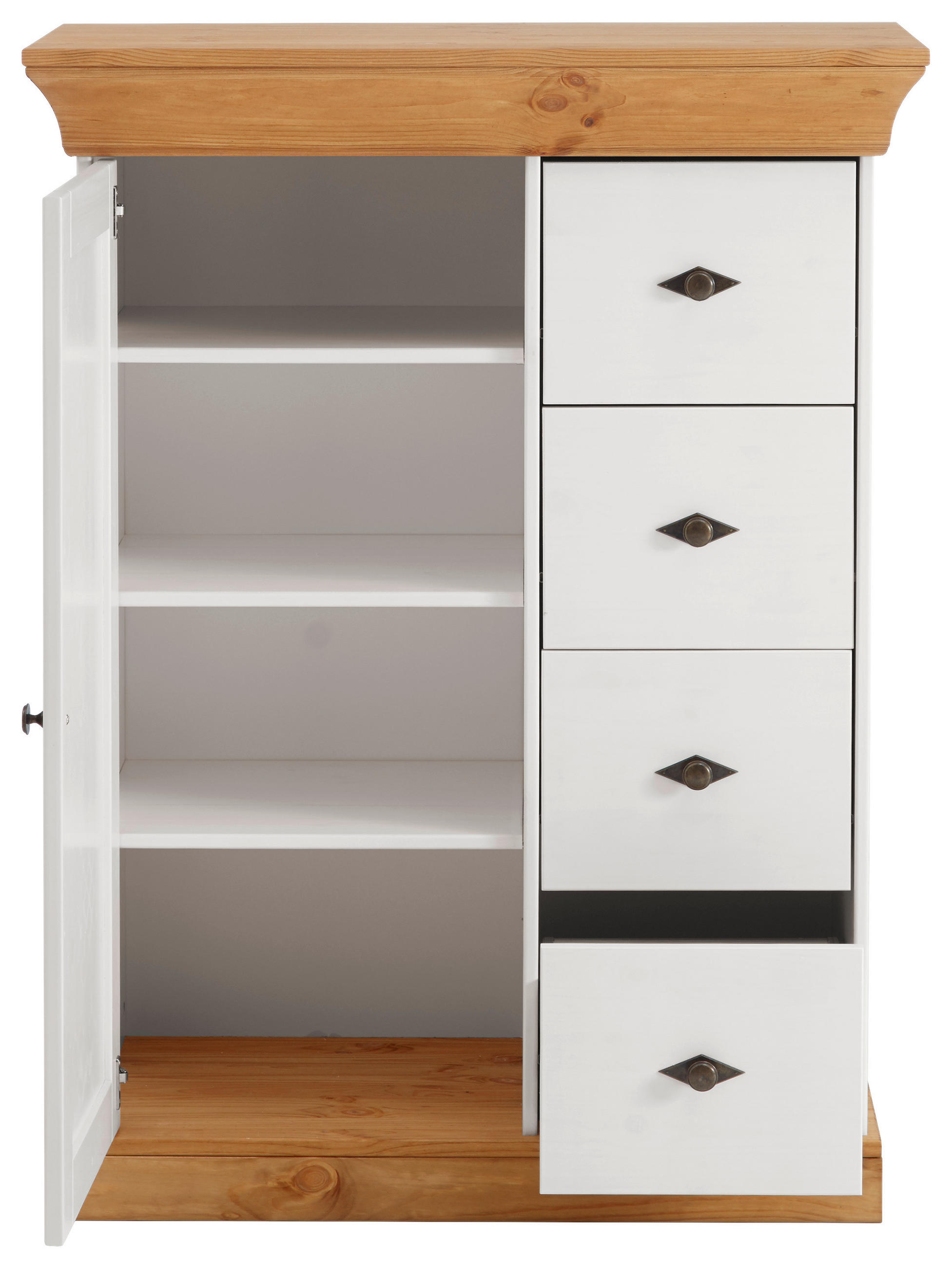 KOMMODE in 88/117/45 cm - Laugenfarbig/Weiß, ROMANTIK / LANDHAUS, Holz/Metall (88/117/45cm) - Boxxx