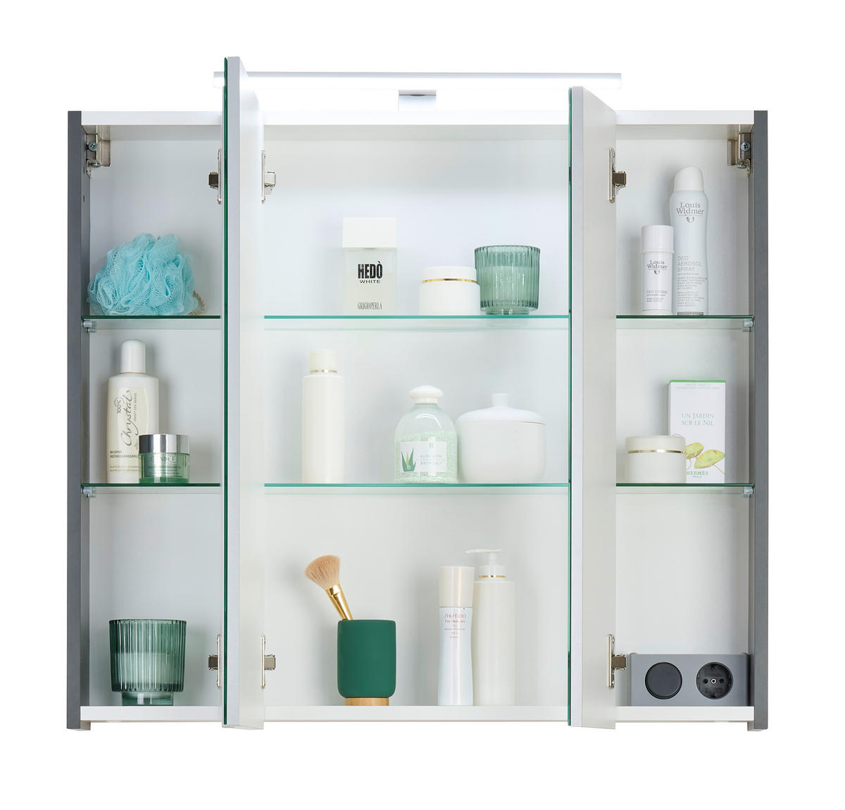 ARMOIRE À MIROIR 80/74,4/16 cm  - Anthrazit, Basics, Glas/Holzwerkstoff (80/74,4/16cm) - home24