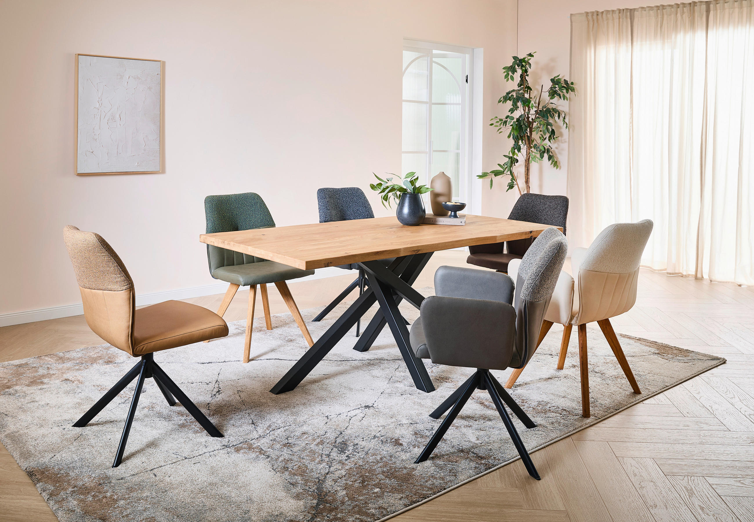 ESSTISCH in Holz 180/100/76 cm  - Wildeiche/Schwarz, KONVENTIONELL, Holz/Metall (180/100/76cm) - Valdera