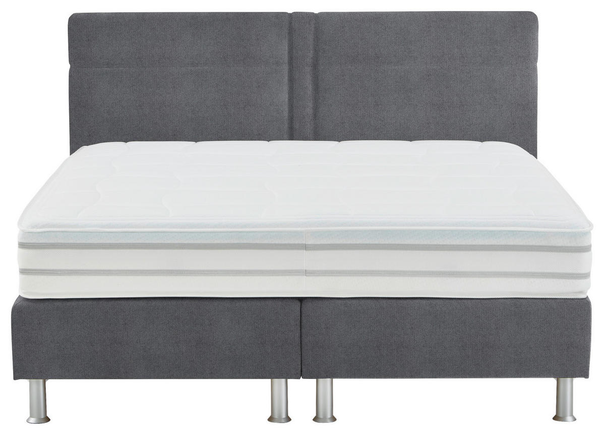BOXSPRINGBETT 180/200 cm  in Grau  - Alufarben/Grau, Design, Kunststoff/Textil (180/200cm) - Beldomo - Sleep
