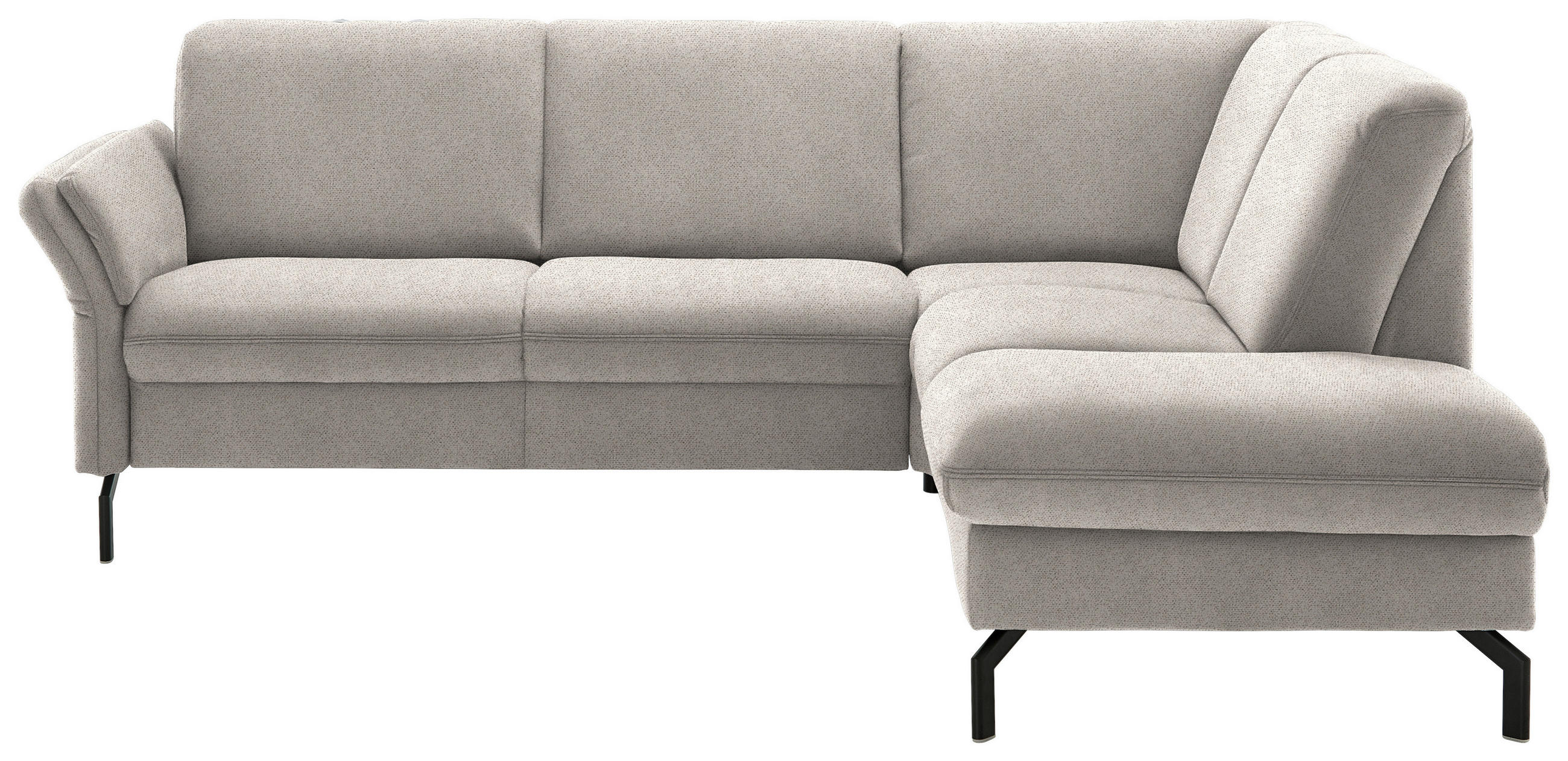 ECKSOFA in Flachgewebe Beige  - Beige/Schwarz, Konventionell, Textil/Metall (241/190cm) - Beldomo Comfort