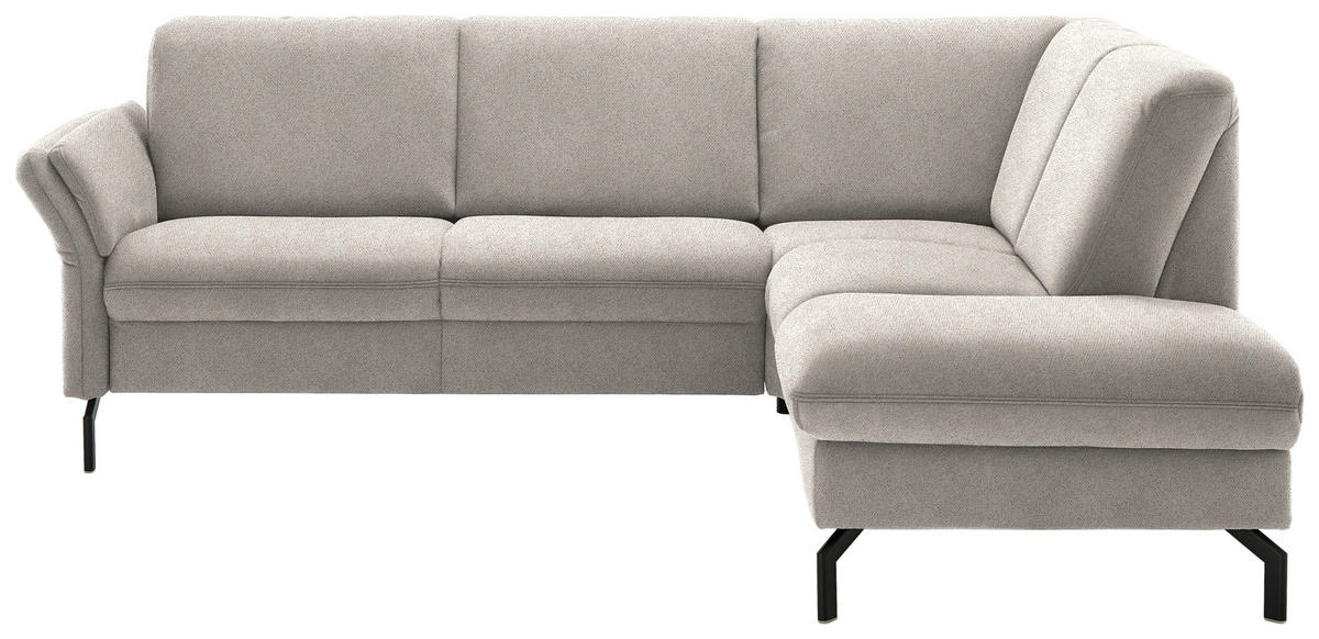 ECKSOFA in Flachgewebe Beige  241/190 cm  - Beige/Schwarz, KONVENTIONELL, Textil/Metall (241/190cm) - Beldomo Comfort