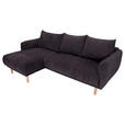 ECKSOFA Dunkelgrau Flachgewebe  - Dunkelgrau/Buchefarben, KONVENTIONELL, Holz/Textil (144/230cm) - Carryhome
