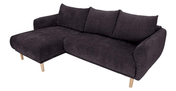 ECKSOFA Dunkelgrau Flachgewebe - Dunkelgrau/Buchefarben, KONVENTIONELL, Holz/Textil (144/230cm) - Carryhome