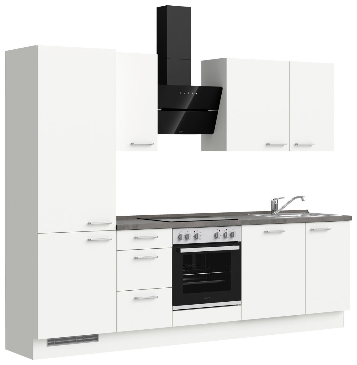 KÜCHENBLOCK 270 cm   in Weiß, Schieferfarben  - Schieferfarben/Edelstahlfarben, MODERN, Holzwerkstoff/Metall (270cm) - Nobilia