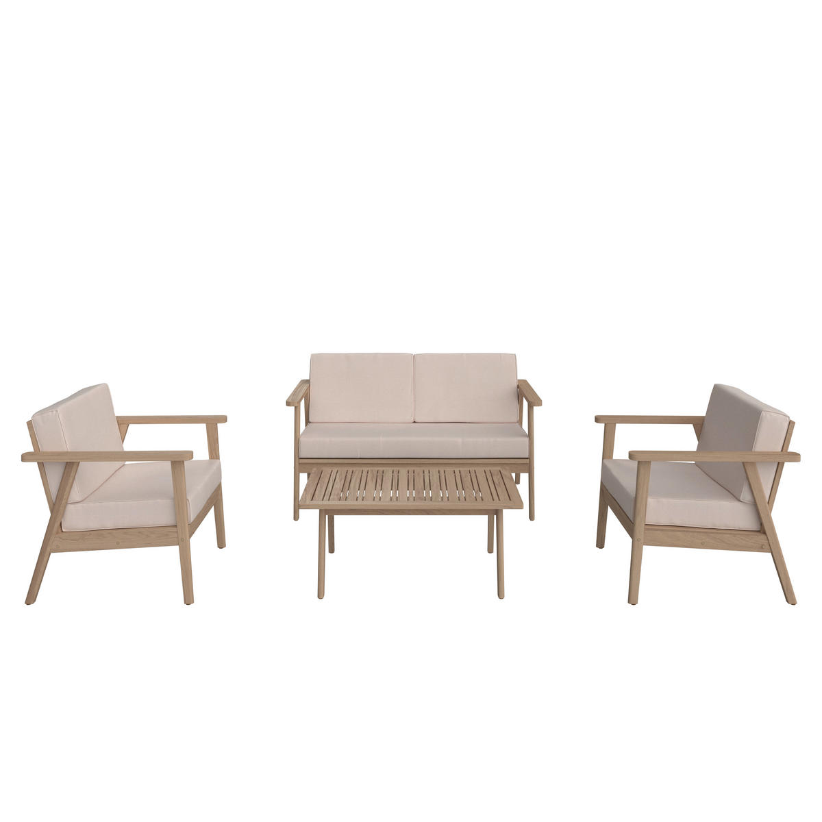 GARTENSET  - Beige/Teakfarben, MODERN, Holz/Textil (130/72/90/75/75/38/71/71/55cm) - Ambia Garden