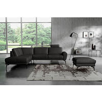 ECKSOFA Echtleder Schwarz  - Schwarz, Design, Leder/Metall (250/273cm) - Livetastic
