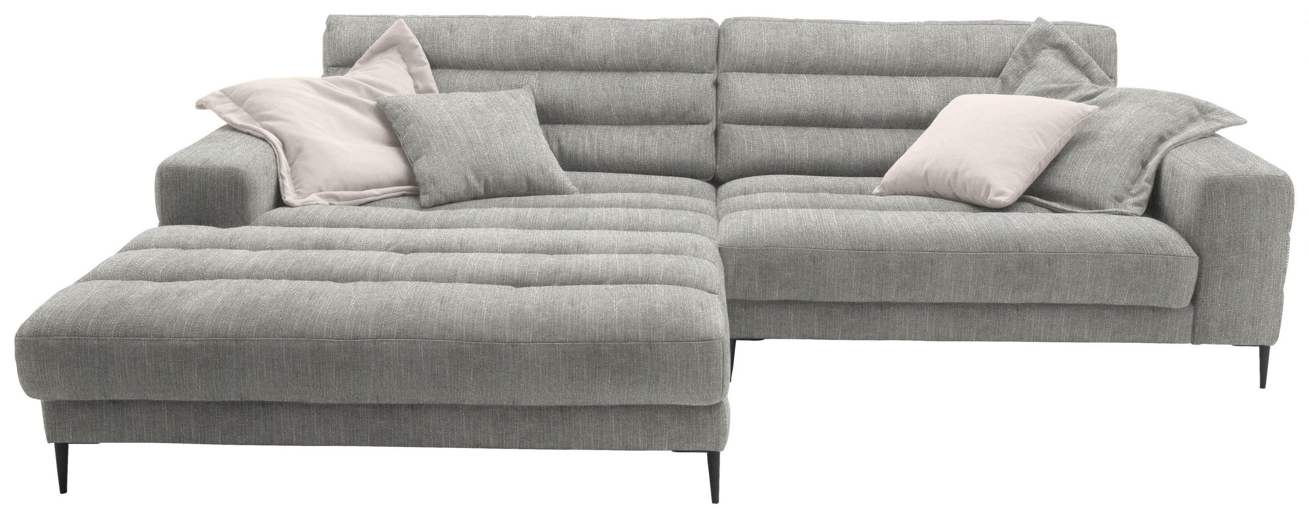 ECKSOFA in Flachgewebe Hellgrau  - Hellgrau/Schwarz, Design, Textil/Metall (207/296cm) - Dieter Knoll