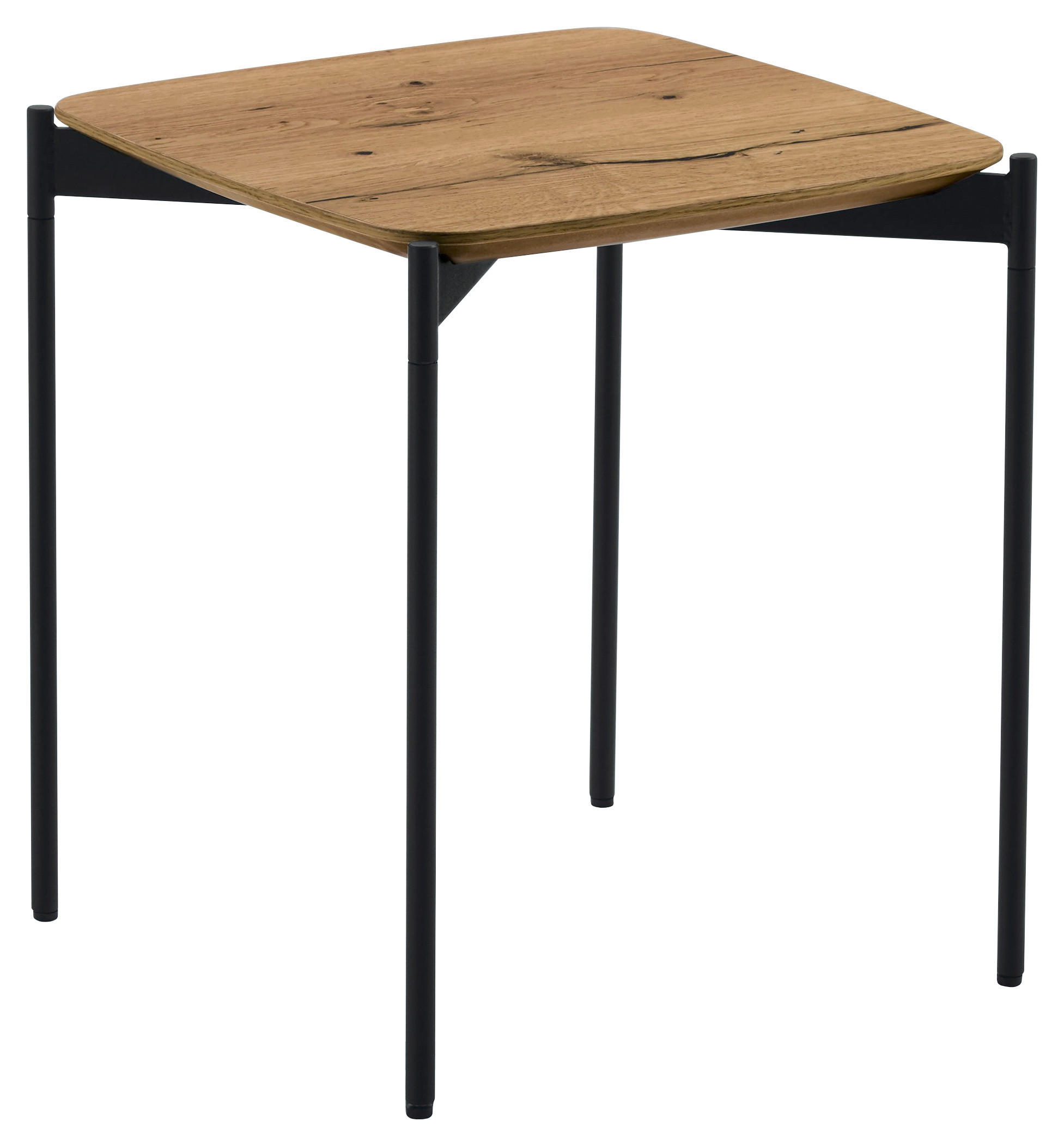 BEISTELLTISCH 43/43/49 cm Wildeiche furniert Schwarz, Eichefarben quadratisch  - Eichefarben/Schwarz, Design, Holz/Metall (43/43/49cm) - Venjakob