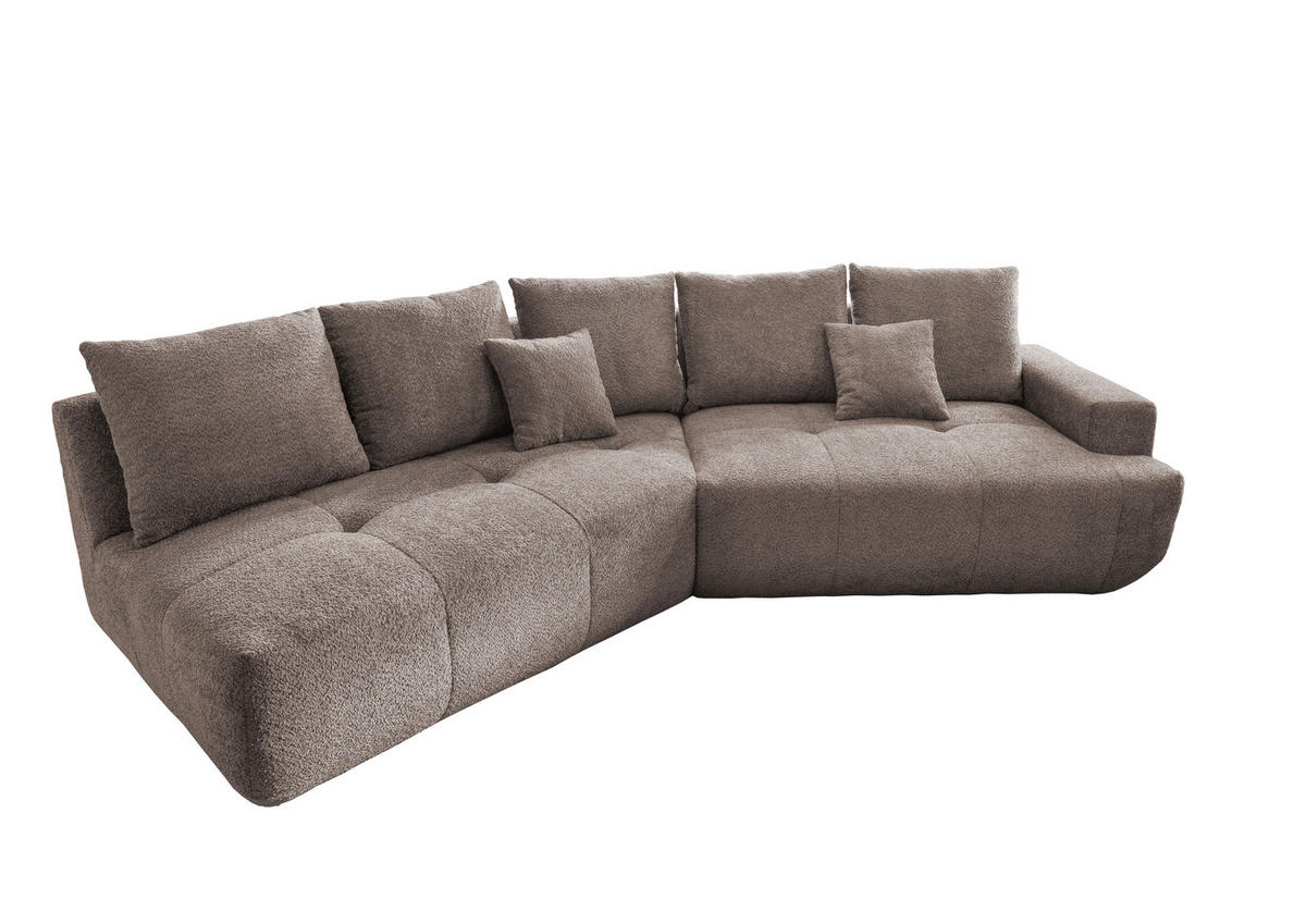 BIGSOFA Bouclé Taupe  - Taupe/Schwarz, MODERN, Kunststoff/Textil (323/91/155cm) - Livetastic