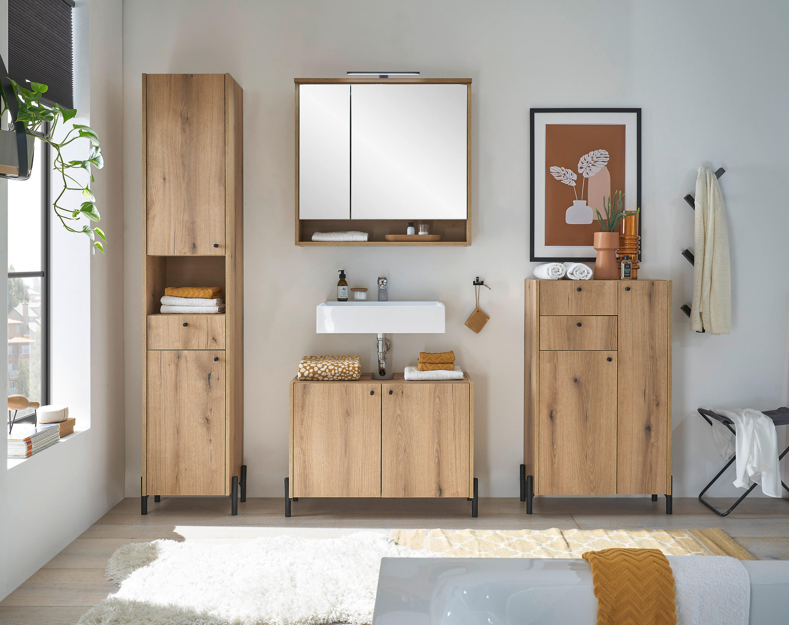 SPIEGELSCHRANK 80/75/23 cm - Eichefarben, Modern, Glas/Holzwerkstoff (80/75/23cm) - MID.YOU