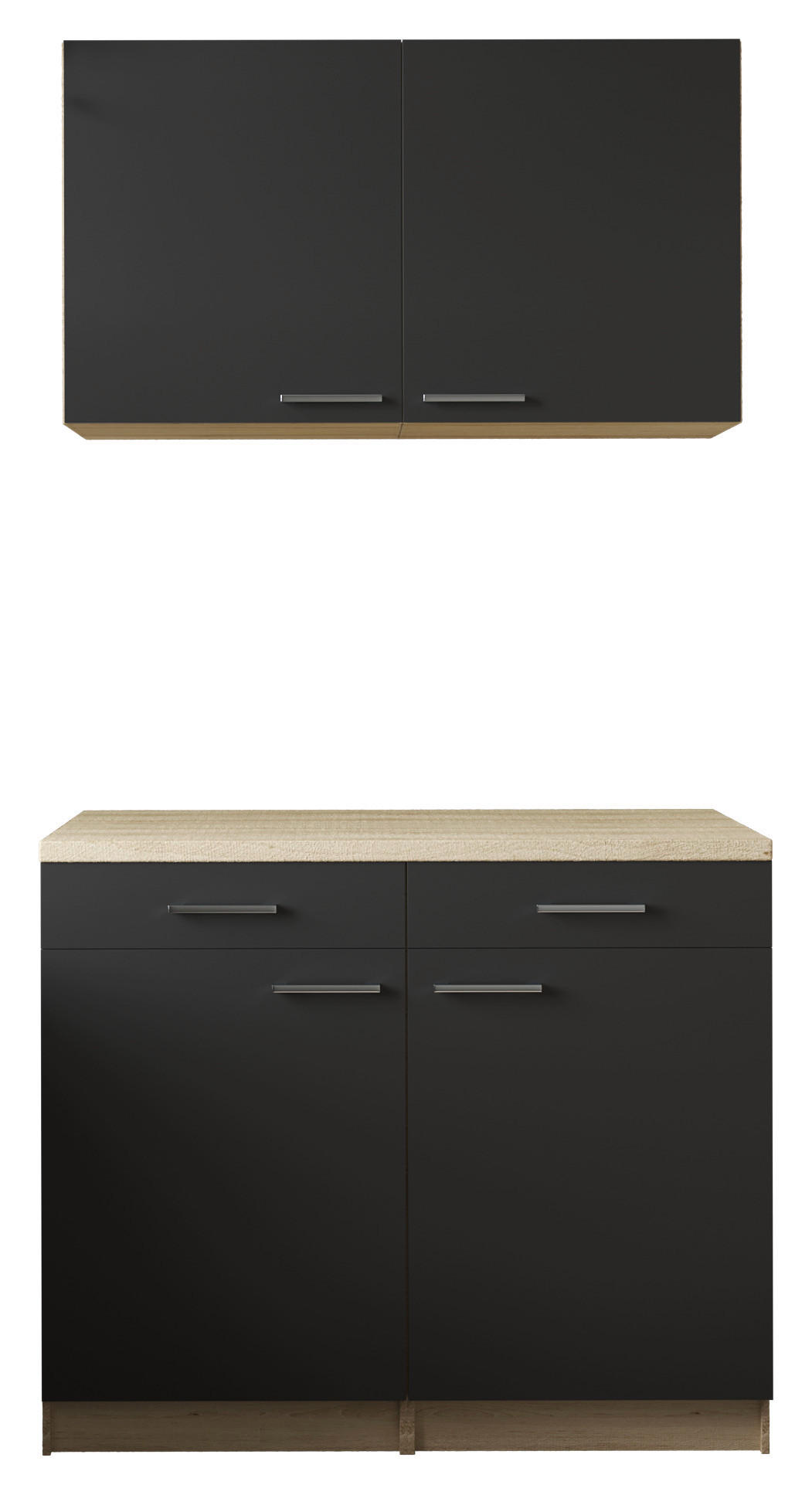 BUFFET 100/200/60 cm  in Schwarz, Eichefarben  - Eichefarben/Silberfarben, Basics, Holzwerkstoff/Metall (100/200/60cm) - Respekta